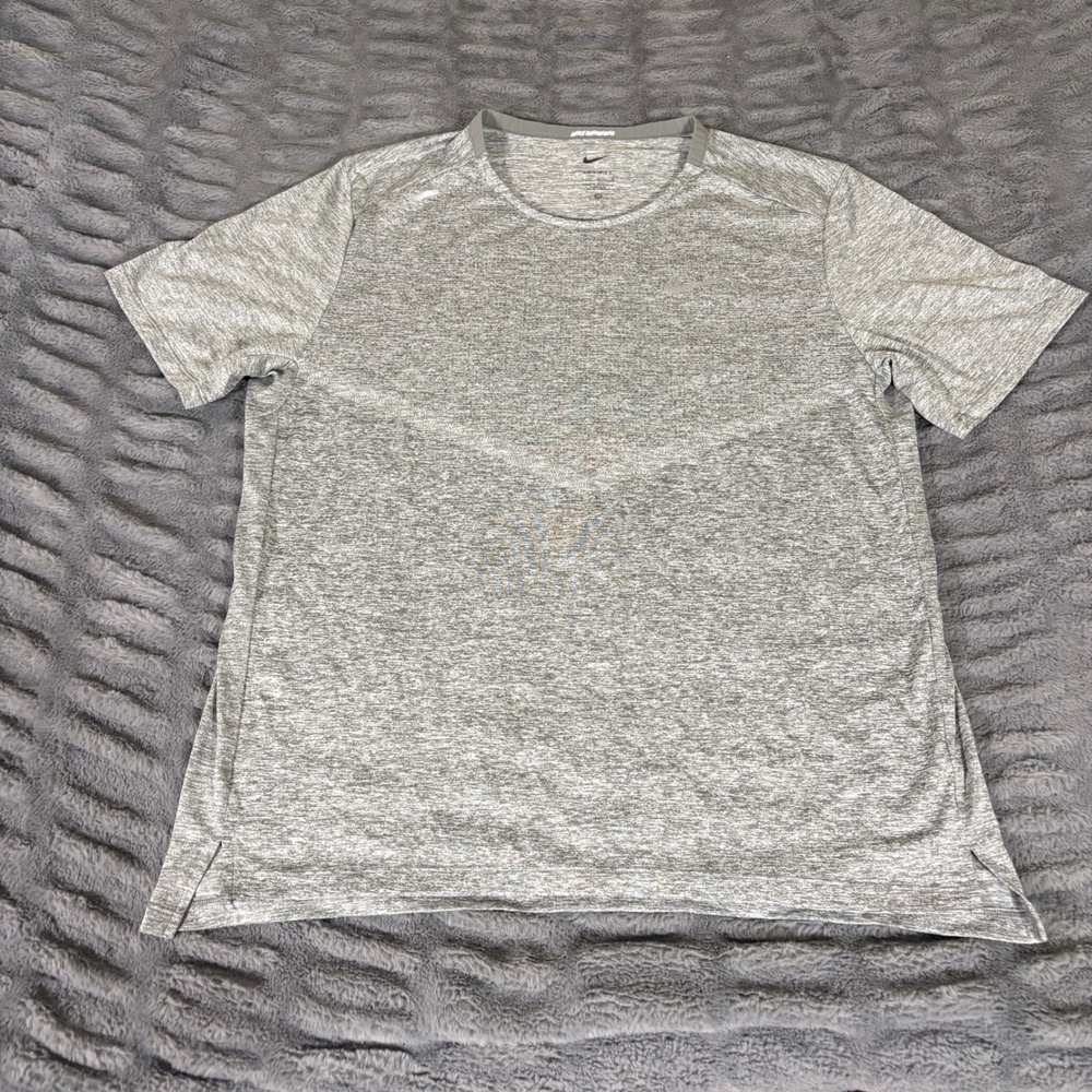 Nike Running Dri-FIT Shirt Mens Large Grey Heather Short Sleeve Activewear Tee